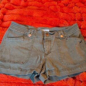 Buckle Olive Green Front-Pocket Jean Shorts